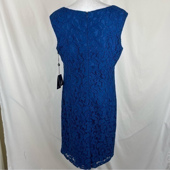 Anthropologie Adrianna Papell Cobalt Blue Lace Holiday Party Event Dress NWT - Picture 5 of 14